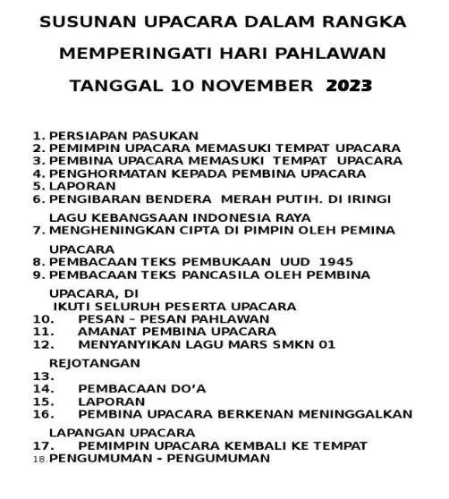 Contoh Susunan Acara Upacara Bendera Hari Pahlawan Contoh Susunan Acara Upacara Bendera Hari Pahlawan
